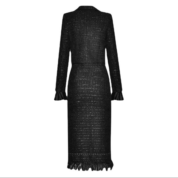 🌺🌺🌺The Koko Beautiful Classic Metallic Black Tweed Skirt Jacket Set - Picture 2 of 11